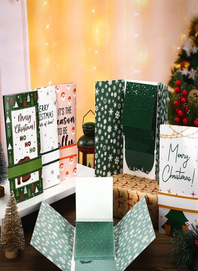 Chivertion 6 Pcs Handmade Waterfall Christmas Gift Card Booklet Xmas Gift Card Holder Book Money Sleeve Holder Envelope Booklet for Cash DIY Holiday Party Supplies Stocking Stuffer Family Friend - Image 2